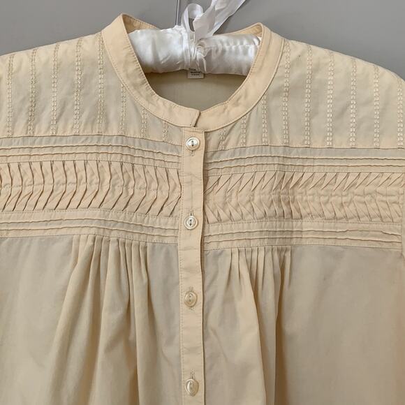 J. Jill pale yellow 100% cotton blouse button front 3/4 sleeves size S - Picture 2 of 9